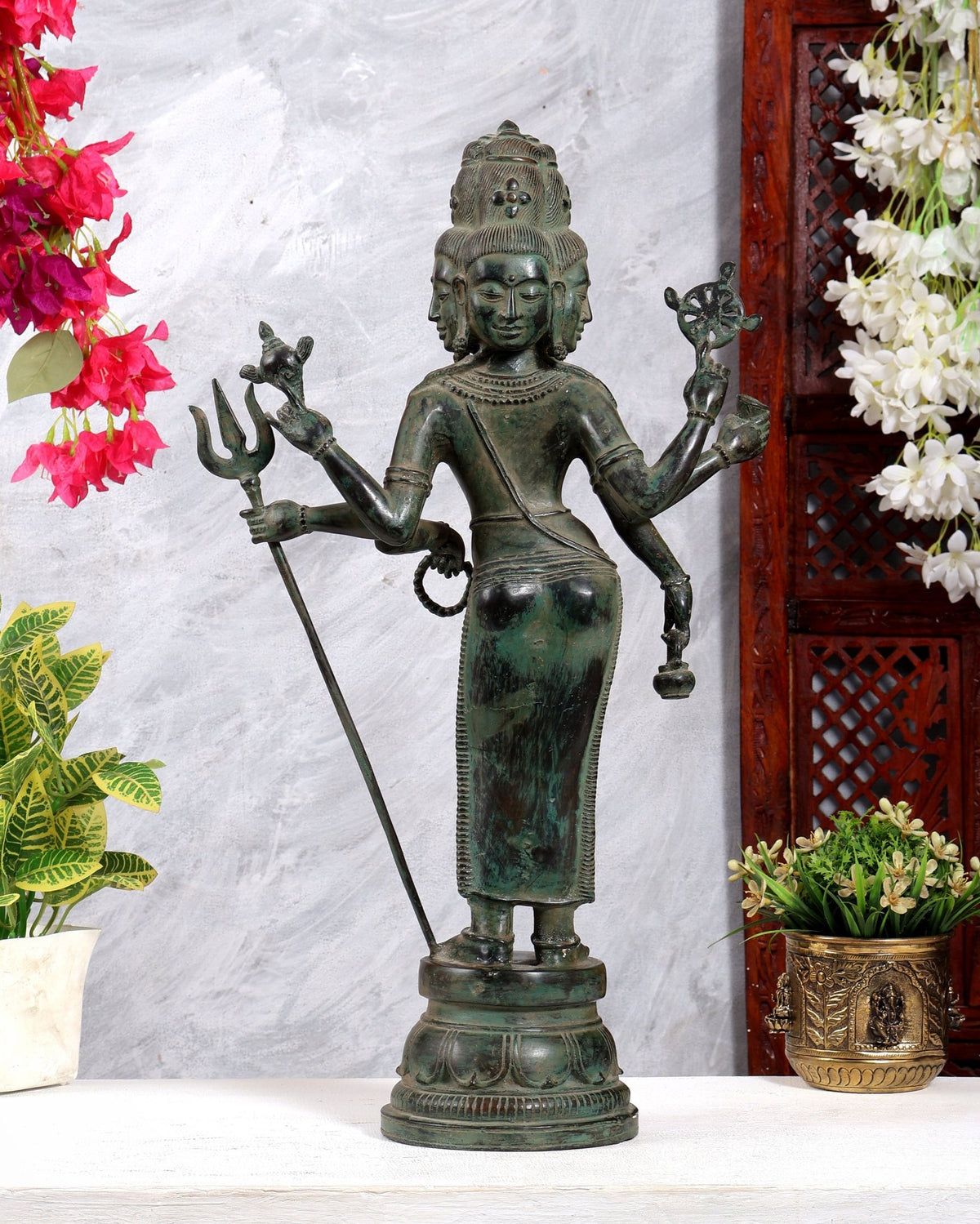 Bronze Standing Lord Brahma Statue 21.5 inch - Budhshiv.com