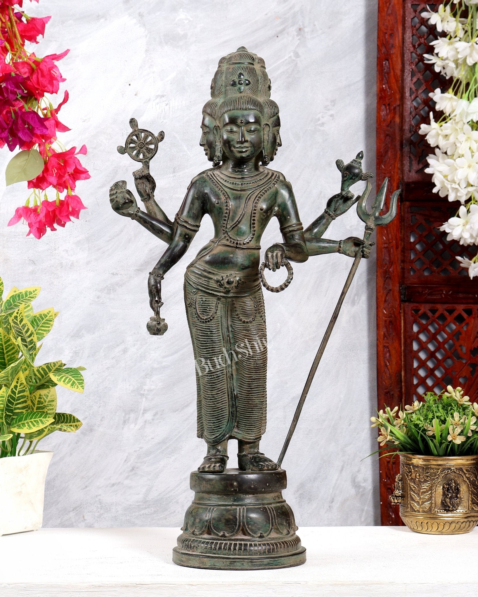 Bronze Standing Lord Brahma Statue 21.5 inch - Budhshiv.com