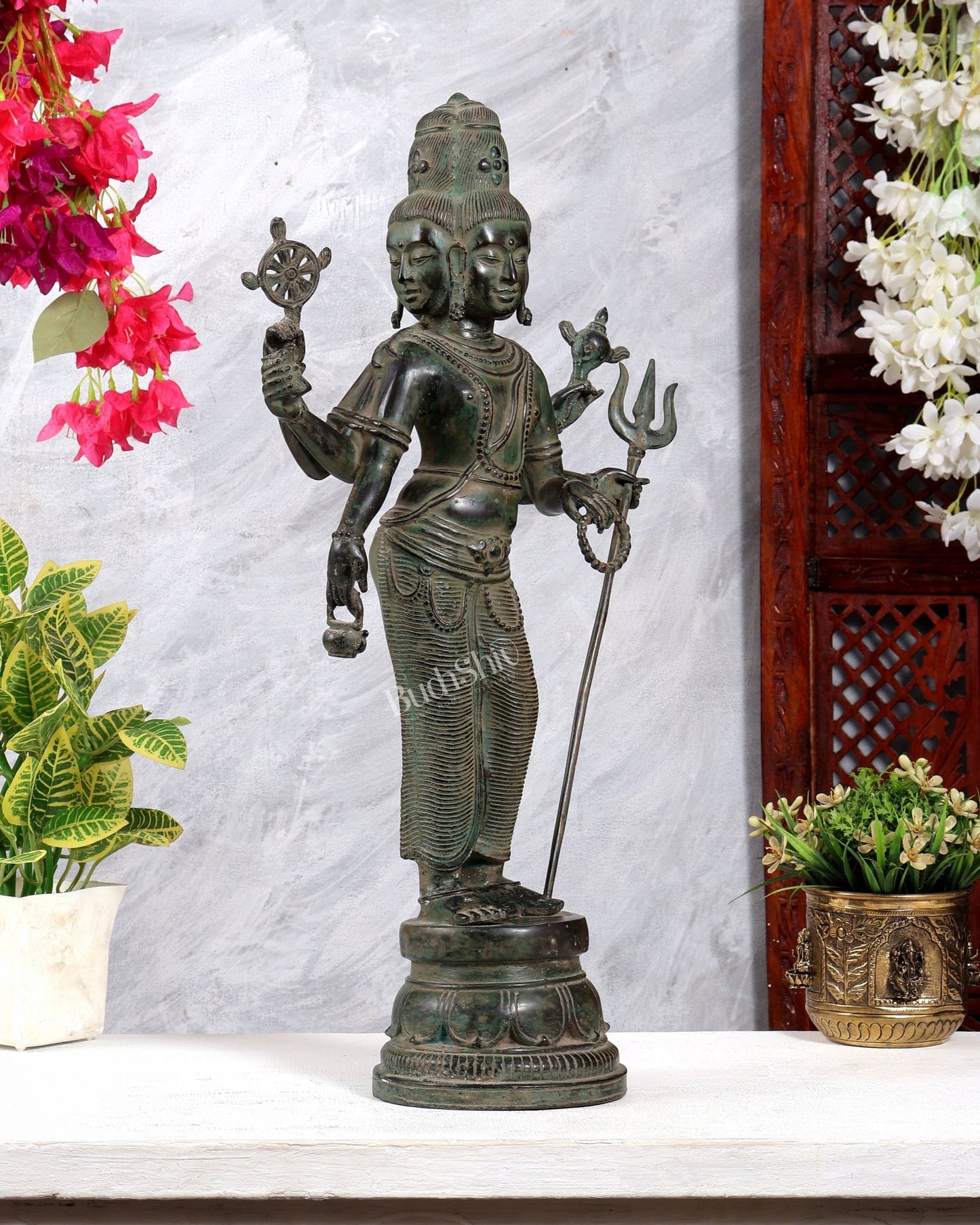 Bronze Standing Lord Brahma Statue 21.5 inch - Budhshiv.com