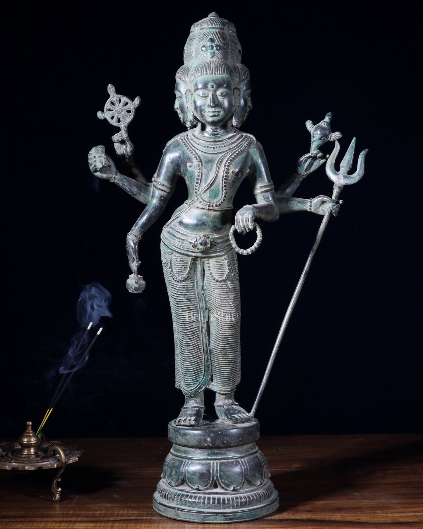 Bronze Standing Lord Brahma Statue 21.5" - Budhshiv.com