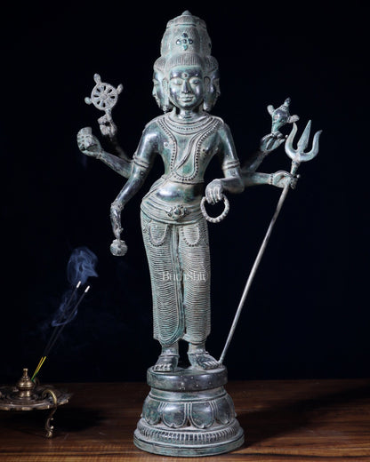 Bronze Standing Lord Brahma Statue 21.5" - Budhshiv.com