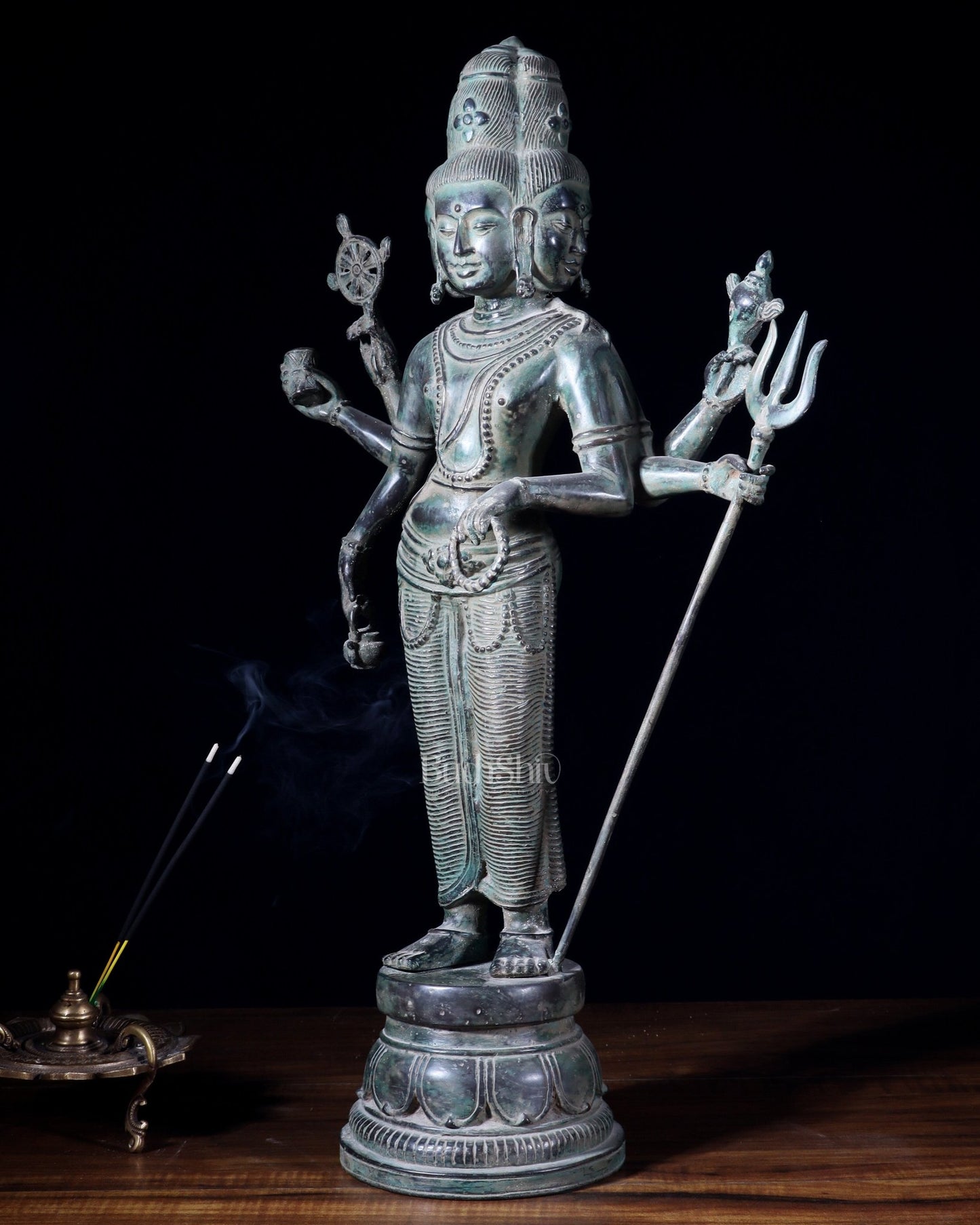 Bronze Standing Lord Brahma Statue 21.5" - Budhshiv.com