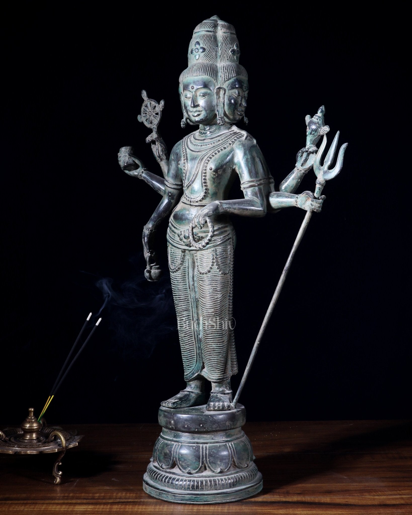 Bronze Standing Lord Brahma Statue 21.5" - Budhshiv.com