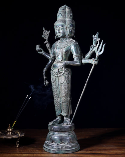 Bronze Standing Lord Brahma Statue 21.5" - Budhshiv.com
