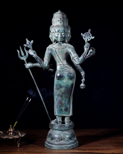 Bronze Standing Lord Brahma Statue 21.5" - Budhshiv.com