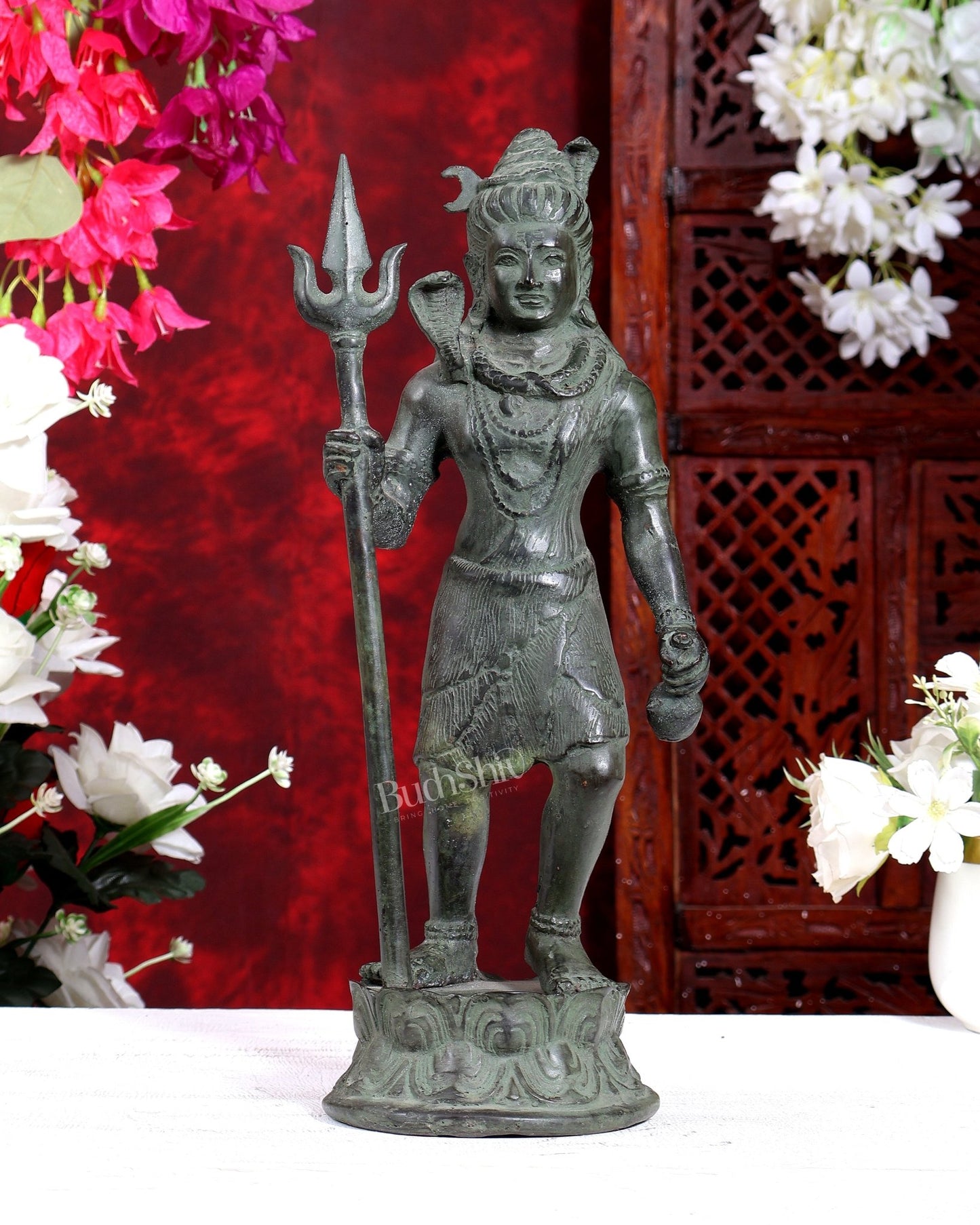 Bronze Standing Lord Shiva Sculpture 13.5 inch - Budhshiv.com