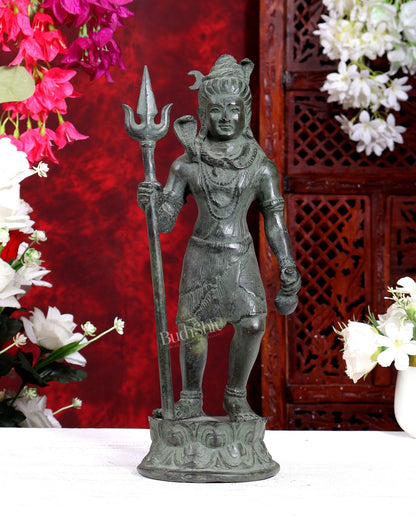 Bronze Standing Lord Shiva Sculpture 13.5 inch - Budhshiv.com