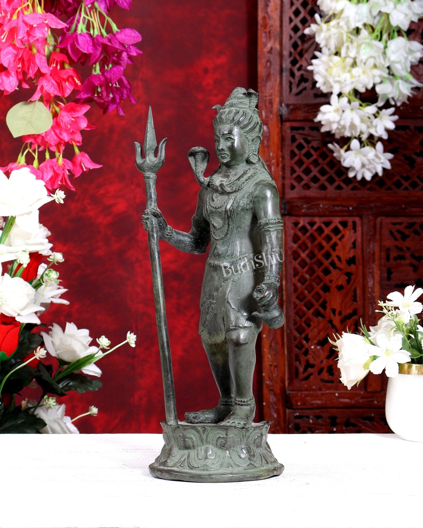 Bronze Standing Lord Shiva Sculpture 13.5 inch - Budhshiv.com