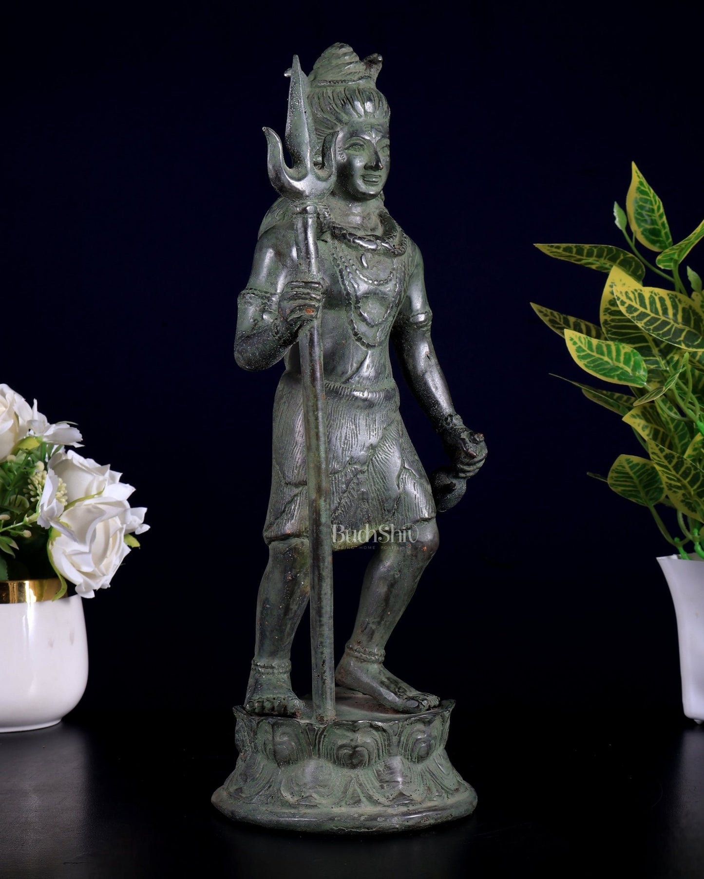 Bronze Standing Lord Shiva Sculpture 13.5" - Budhshiv.com