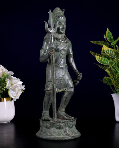 Bronze Standing Lord Shiva Sculpture 13.5" - Budhshiv.com