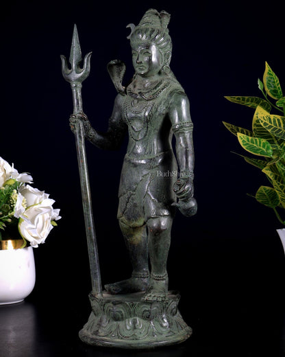 Bronze Standing Lord Shiva Sculpture 13.5" - Budhshiv.com