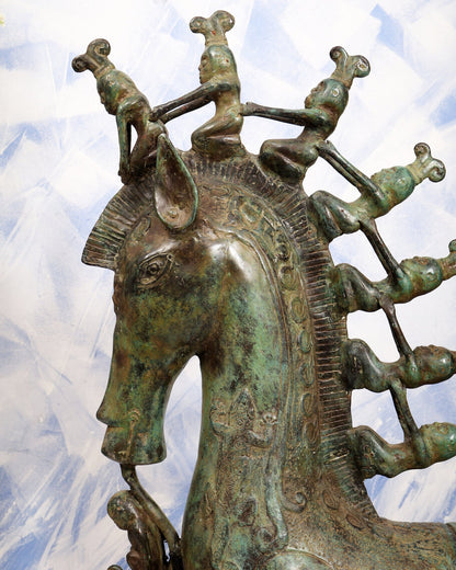 Bronze Sumatran Naga Morsarang | Batak Indonesia Mythological Sea Serpent | 8 Riders Ethnographic Sculpture - Budhshiv.com