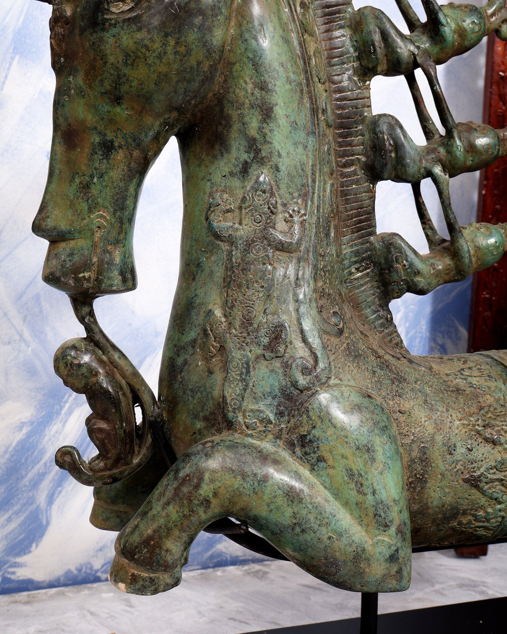 Bronze Sumatran Naga Morsarang | Batak Indonesia Mythological Sea Serpent | 8 Riders Ethnographic Sculpture - Budhshiv.com