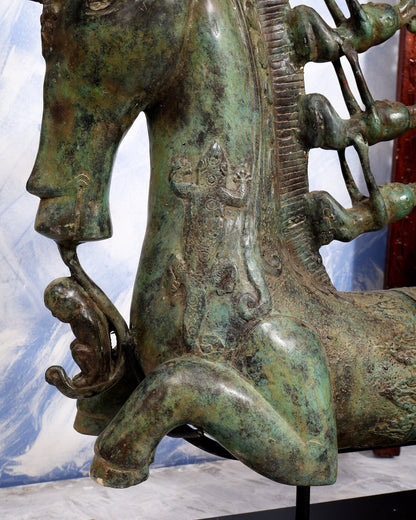 Bronze Sumatran Naga Morsarang | Batak Indonesia Mythological Sea Serpent | 8 Riders Ethnographic Sculpture - Budhshiv.com