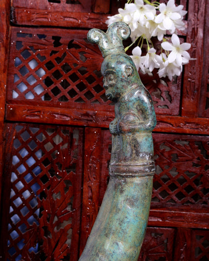 Bronze Sumatran Naga Morsarang | Batak Indonesia Mythological Sea Serpent | 8 Riders Ethnographic Sculpture - Budhshiv.com