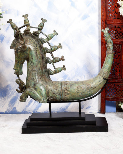 Bronze Sumatran Naga Morsarang | Batak Indonesia Mythological Sea Serpent | 8 Riders Ethnographic Sculpture - Budhshiv.com
