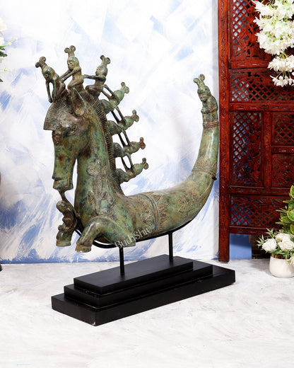Bronze Sumatran Naga Morsarang | Batak Indonesia Mythological Sea Serpent | 8 Riders Ethnographic Sculpture - Budhshiv.com