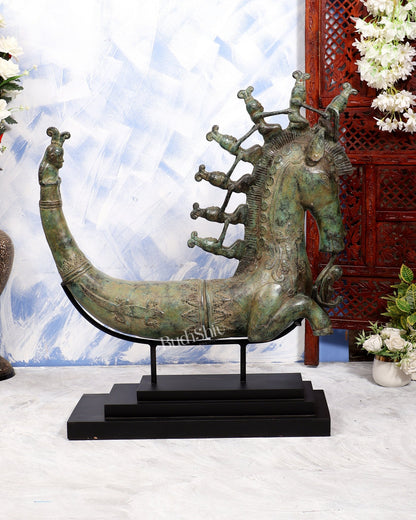 Bronze Sumatran Naga Morsarang | Batak Indonesia Mythological Sea Serpent | 8 Riders Ethnographic Sculpture - Budhshiv.com