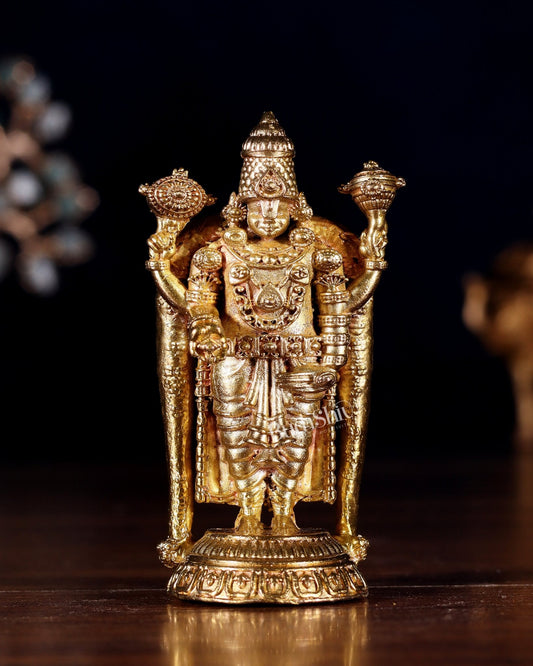 Bronze Tirupati Balaji Miniature Panchaloha Idol – 3 Inch Small Statue - Budhshiv.com