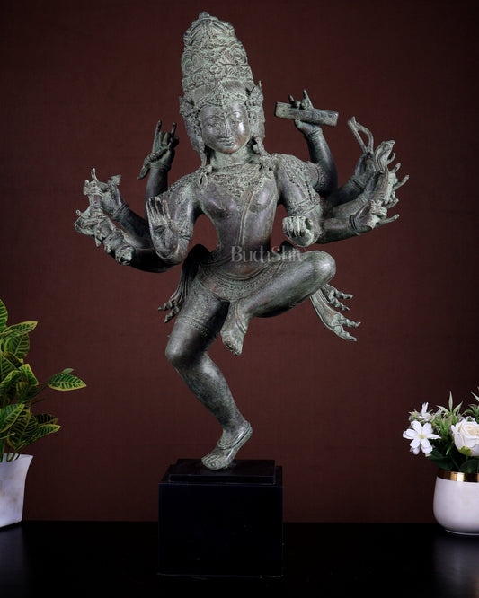Bronze Trimurti Sculpture Brahma Vishnu Mahesh | Lost Wax Patina Statue 25 Inch - Budhshiv.com