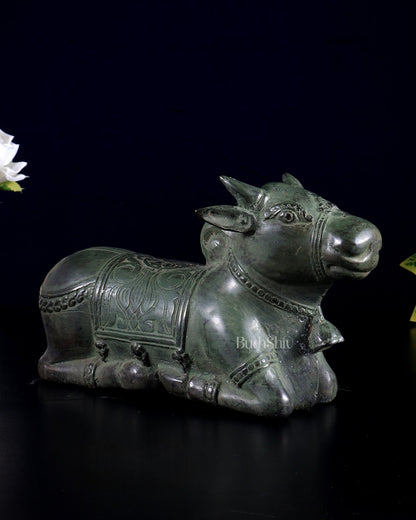 Bronze Vintage Nandi Sculpture 8.5" - Budhshiv.com