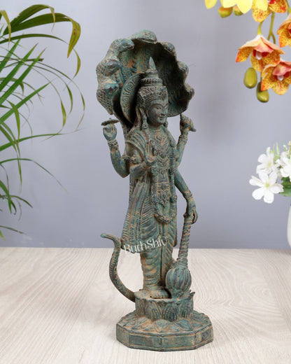 Bronze Vishnu with Sheshanaag 11" Balinese Statue - Budhshiv.com