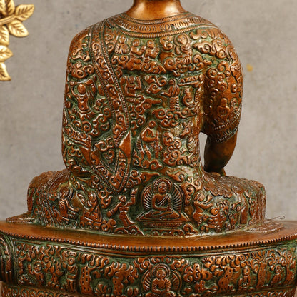 Buddha Bhumisparsha Life Story Engraved Statue - Dual Tone, 9" Height - Budhshiv.com