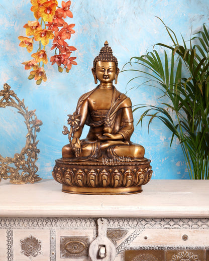 Buddha Brass Idol Antique Finish 19 inch - Budhshiv.com