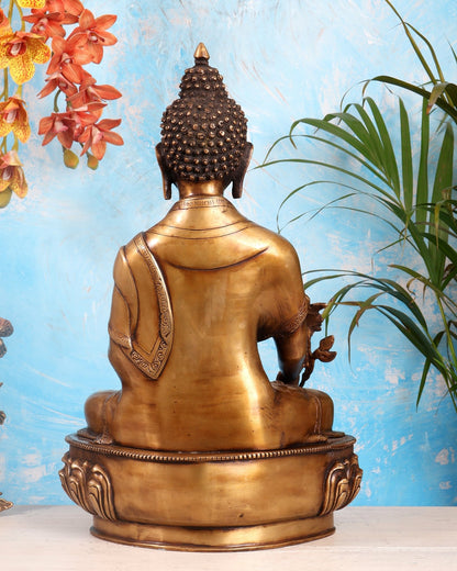 Buddha Brass Idol Antique Finish 19 inch - Budhshiv.com