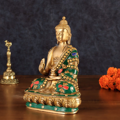Buddha Brass idol blessing Abhaya mudra 7.5" - Budhshiv.com