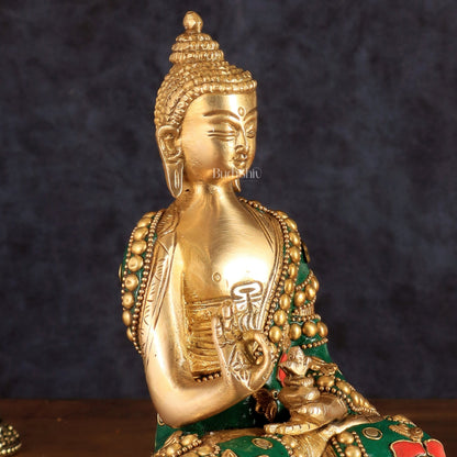 Buddha Brass idol blessing Abhaya mudra 7.5" - Budhshiv.com