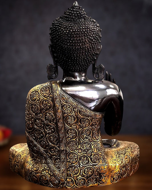 Buddha Brass Idol with Base - Abhaya Mudra Pose 17 inch - Budhshiv.com
