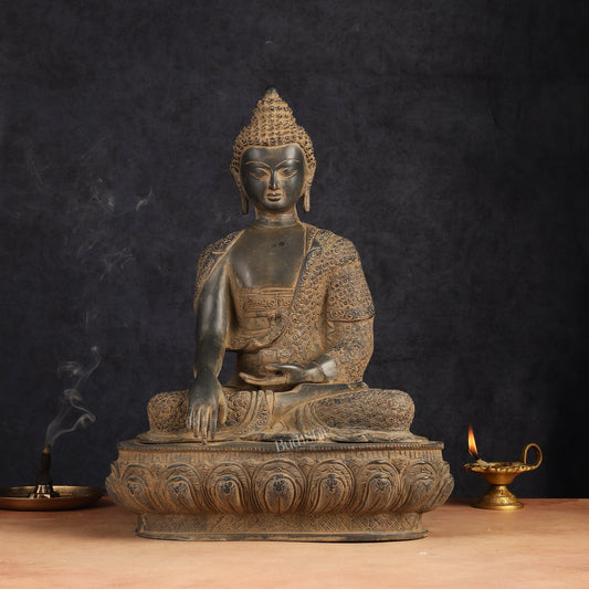 Buddha Brass Statue 16 inch Sand Finish - Budhshiv.com