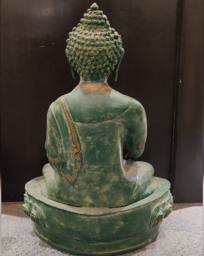 Buddha brass statue buddha idol bhoomisparsa stone finish 20 inch - Budhshiv.com