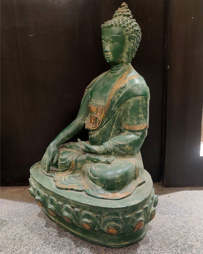 Buddha brass statue buddha idol bhoomisparsa stone finish 20 inch - Budhshiv.com