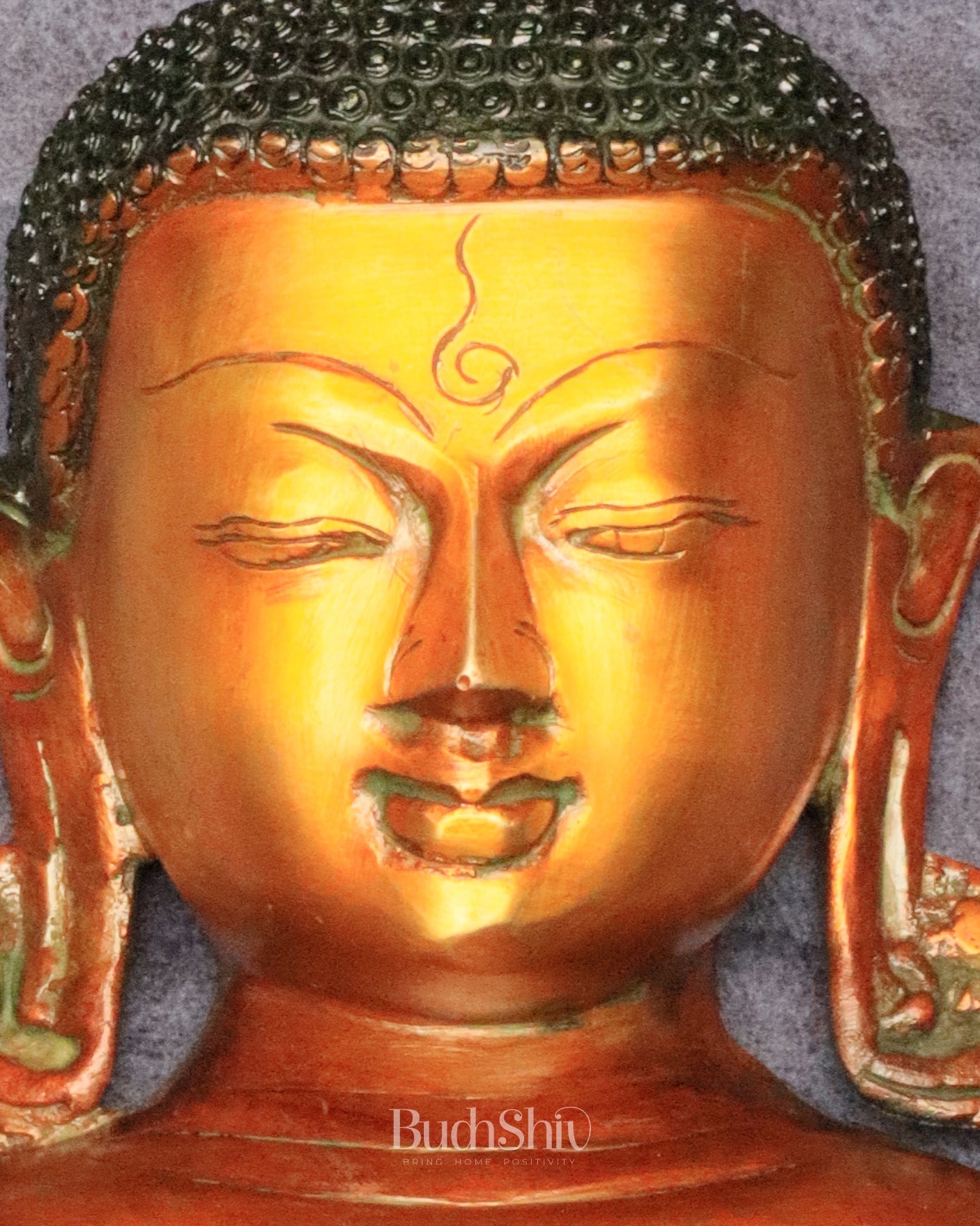 Buddha face brass wall hanging 6.5" - Budhshiv.com