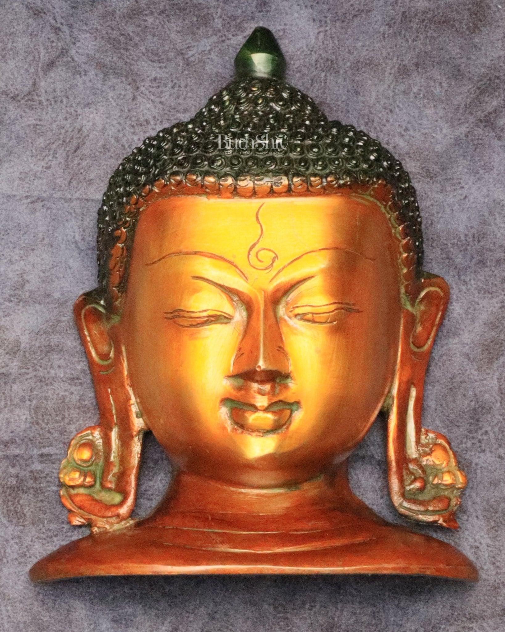Buddha face brass wall hanging 6.5" - Budhshiv.com