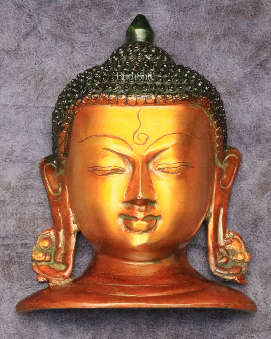 Buddha face brass wall hanging 6.5" - Budhshiv.com