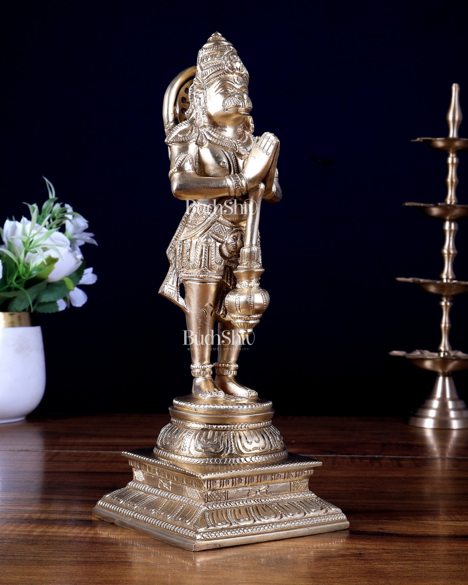 Buy Standing Hanuman Statue in Namaste Anjali Mudra – 9.5 Inch | Brass Hanuman Idol | BudhShiv - Budhshiv.com