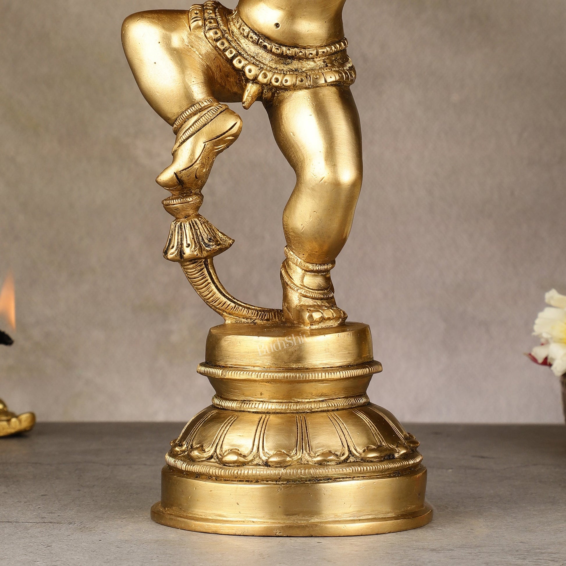 Charming 12 - Inch Brass Dancing Baby Krishna Idol - Budhshiv.com