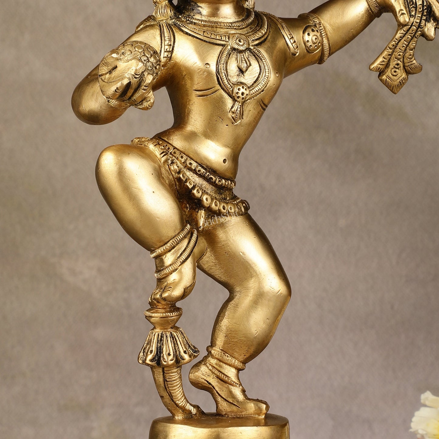 Charming 12 - Inch Brass Dancing Baby Krishna Idol - Budhshiv.com