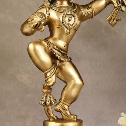 Charming 12 - Inch Brass Dancing Baby Krishna Idol - Budhshiv.com