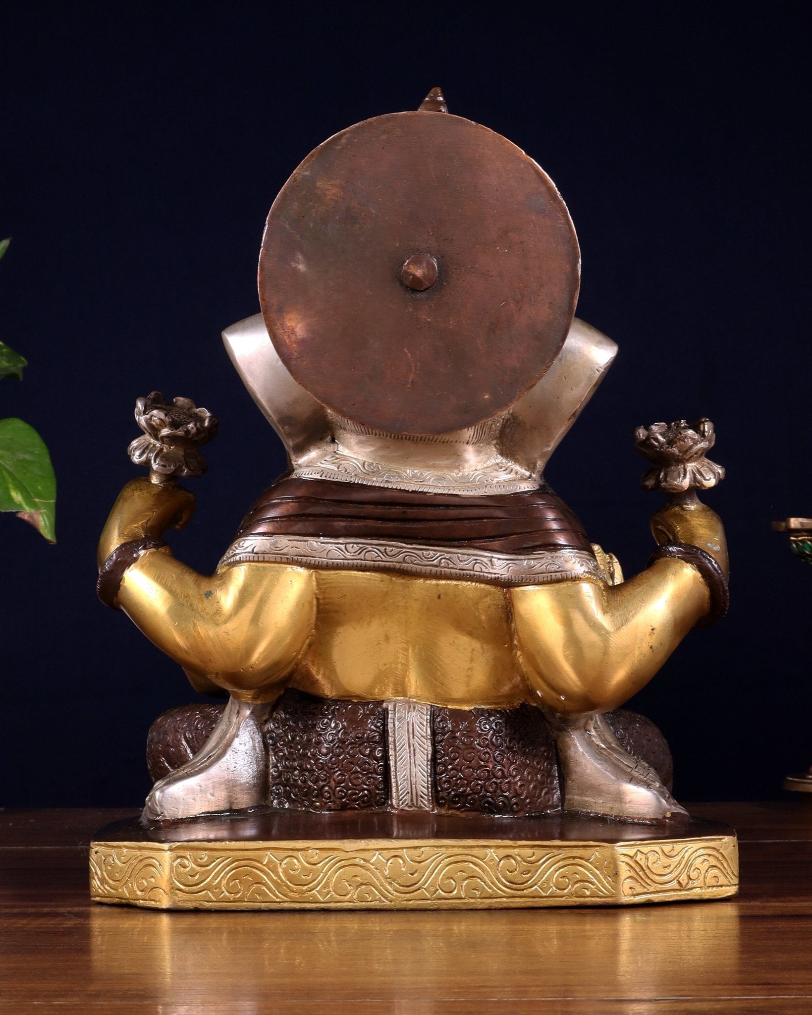 Dagdusheth Ganapati Brass Statue 9 inch three tone - Budhshiv.com