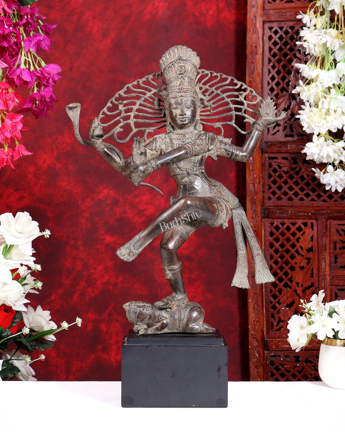 Dancing Shiva as Nataraja – Indonesian Bronze 22" Handcrafted Vintage Sculpture - Budhshiv.com