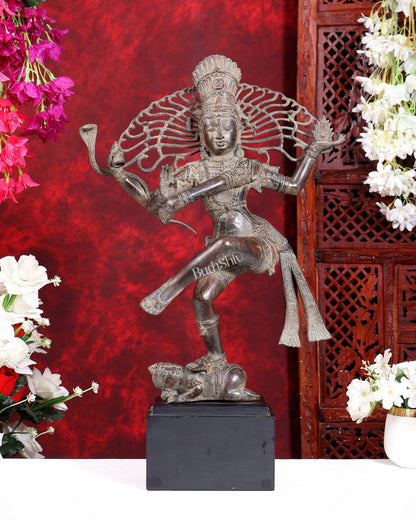 Dancing Shiva as Nataraja – Indonesian Bronze 22" Handcrafted Vintage Sculpture - Budhshiv.com