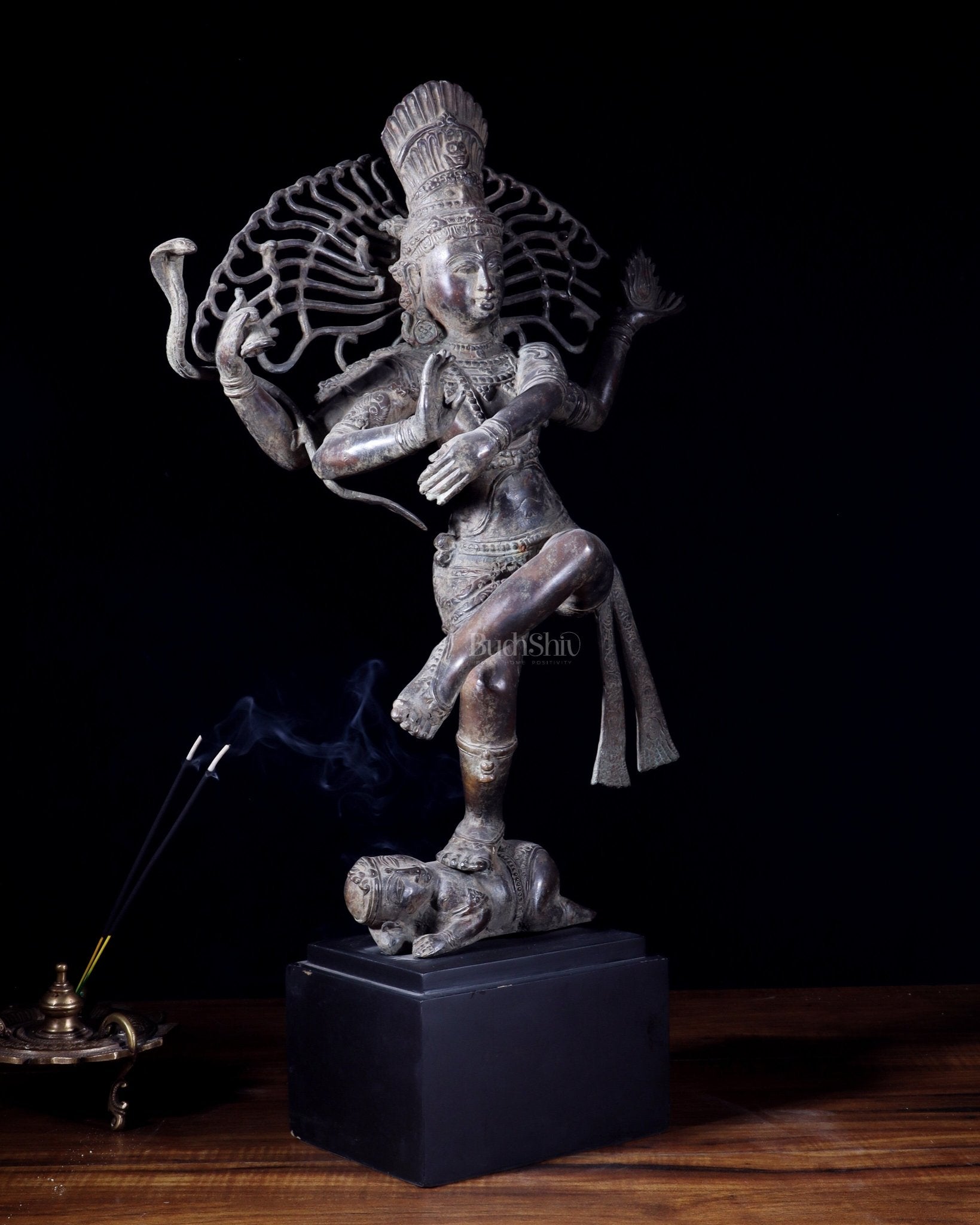 Dancing Shiva as Nataraja – Indonesian Bronze 22" Handcrafted Vintage Sculpture - Budhshiv.com