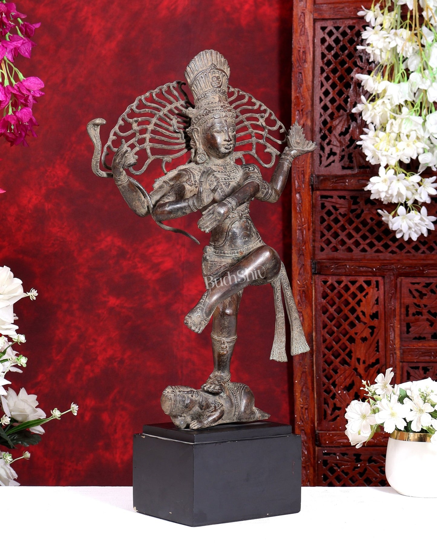 Dancing Shiva as Nataraja – Indonesian Bronze 22" Handcrafted Vintage Sculpture - Budhshiv.com