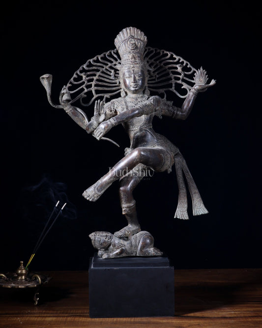 Dancing Shiva as Nataraja – Indonesian Bronze 22" Handcrafted Vintage Sculpture - Budhshiv.com