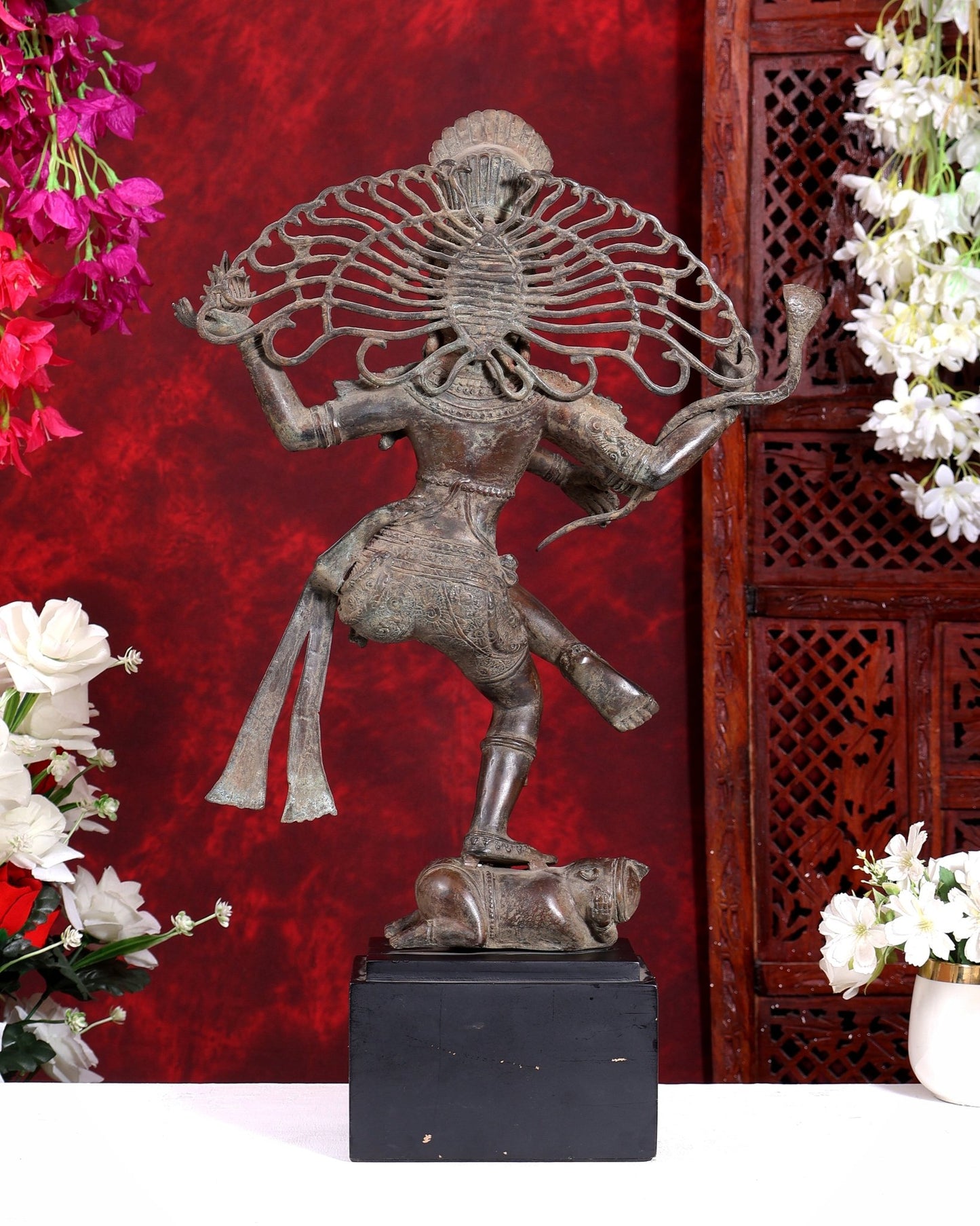 Dancing Shiva as Nataraja – Indonesian Bronze 22" Handcrafted Vintage Sculpture - Budhshiv.com