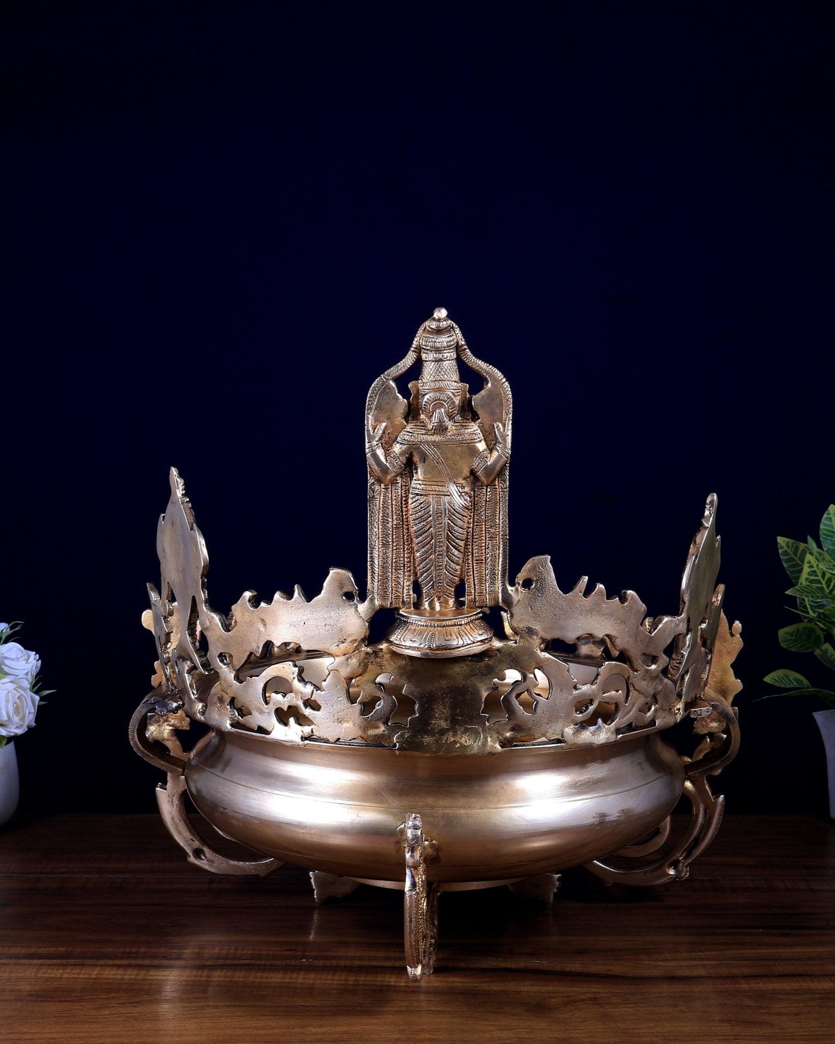 Dashavatar Pure Brass Urli large With Tirupati Balaji 17 inch - Budhshiv.com